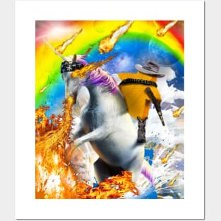 Cowboy Meeple Board Gaming Gamer Riding Unicorn Rainbow Posters and Art